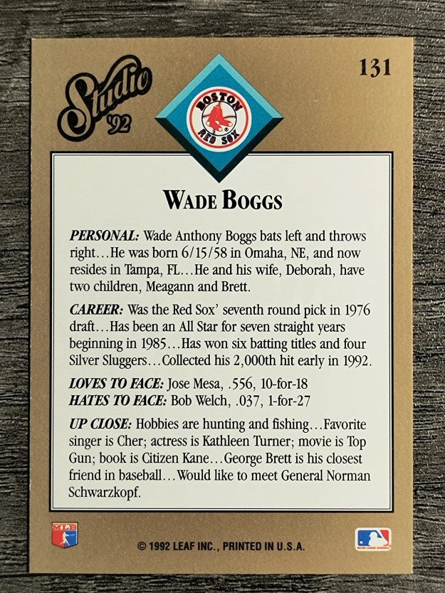 1992 Studio #131 Wade Boggs
