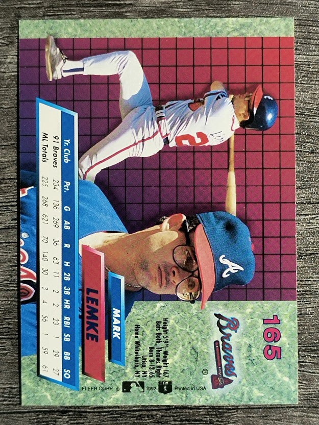 1992 Ultra #165 Mark Lemke