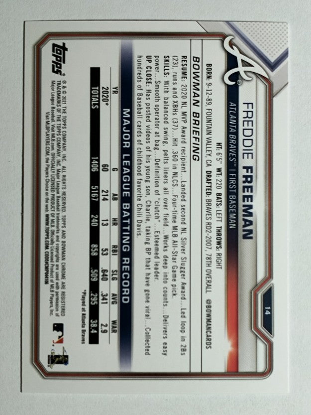 2021 Bowman #14 Freddie Freeman