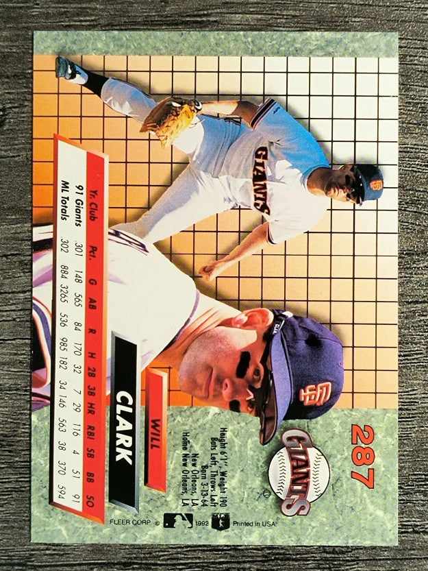 1992 Ultra #287 Will Clark