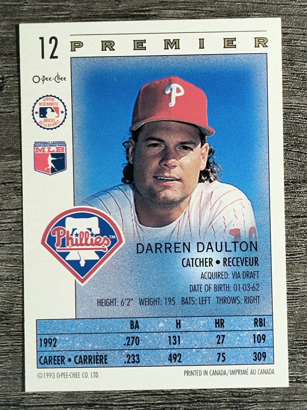 1993 O-Pee-Chee Premier #12 Darren Daulton