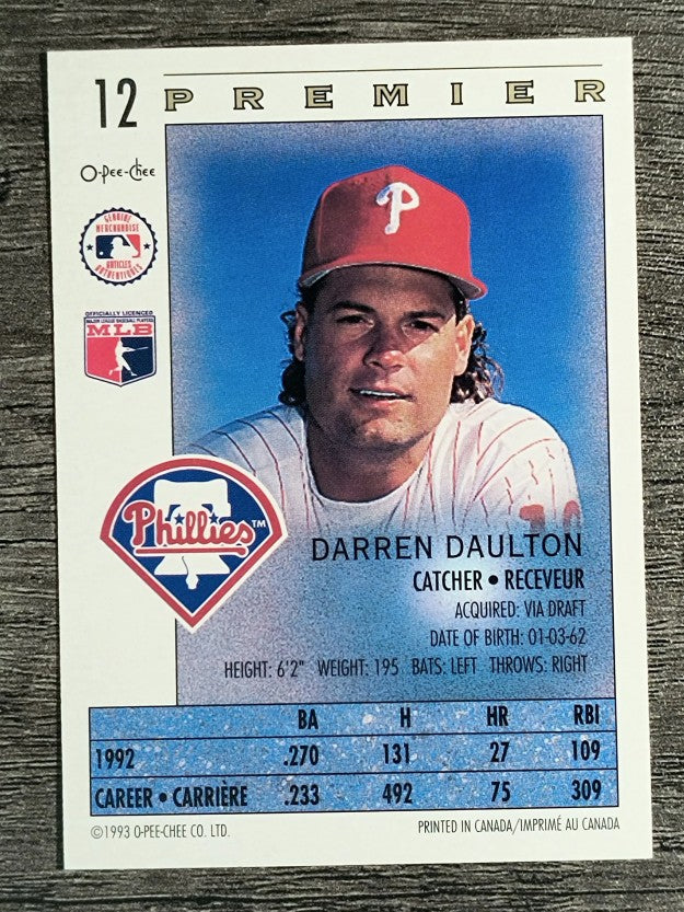 1993 O-Pee-Chee Premier #12 Darren Daulton