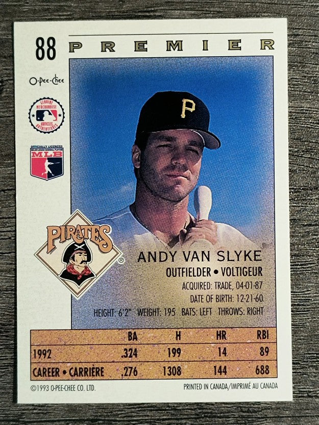 1993 O-Pee-Chee Premier #88 Andy Van Slyke