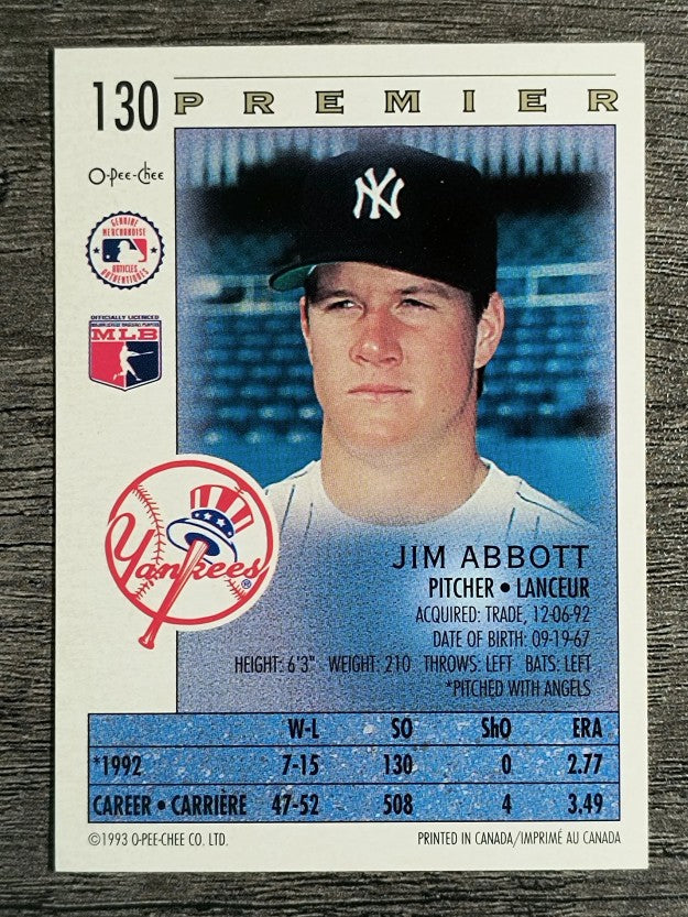 1993 O-Pee-Chee Premier #130 Jim Abbott