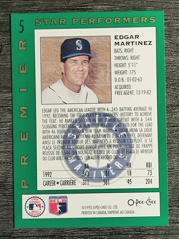 1993 O-Pee-Chee Premier Star Performers #5 Edgar Martinez