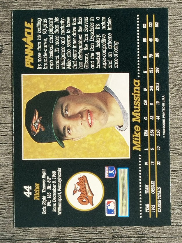 1993 Pinnacle #44 Mike Mussina