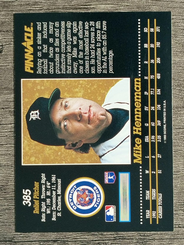 1993 Pinnacle #385 Mike Henneman