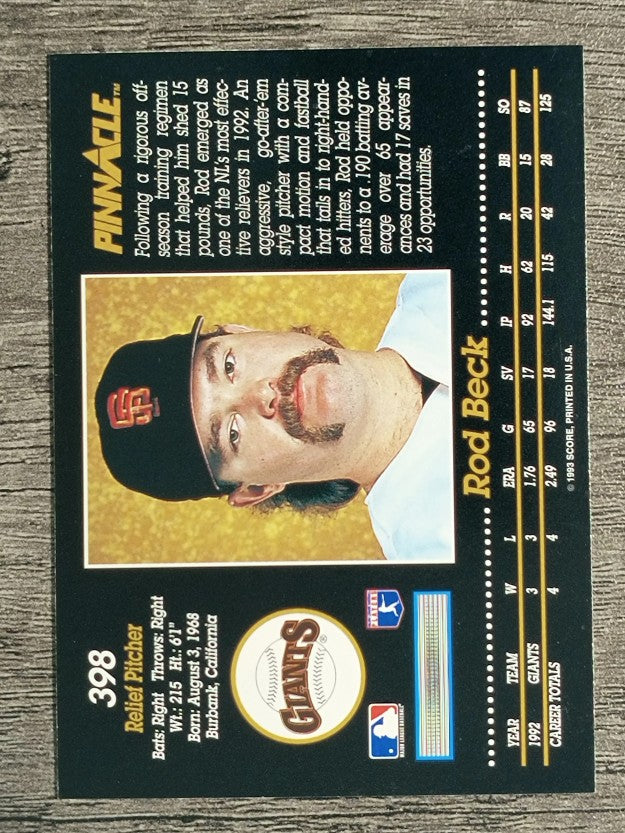 1993 Pinnacle #398 Rod Beck
