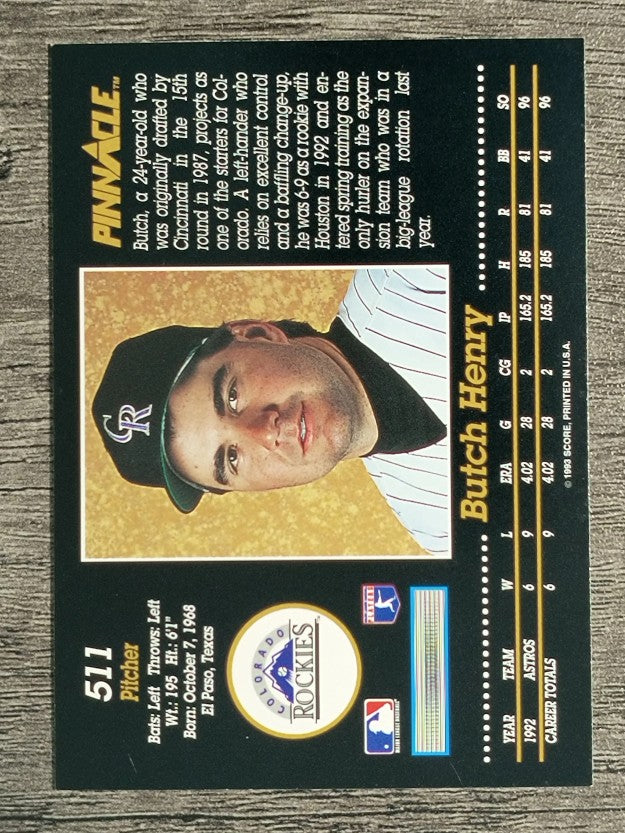 1993 Pinnacle #511 Butch Henry