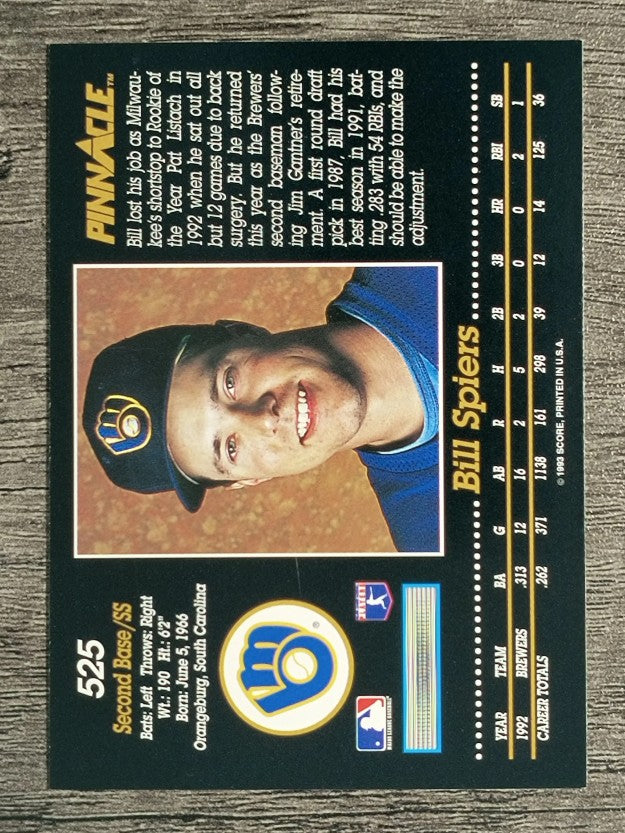 1993 Pinnacle #525 Bill Spiers