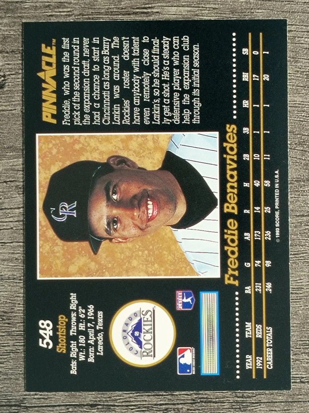 1993 Pinnacle #548 Freddie Benavides