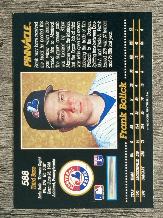 1993 Pinnacle #588 Frank Bolick
