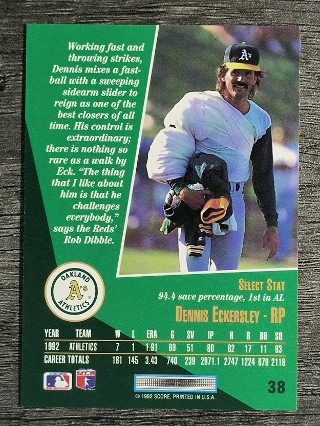 1993 Select #38 Dennis Eckersley