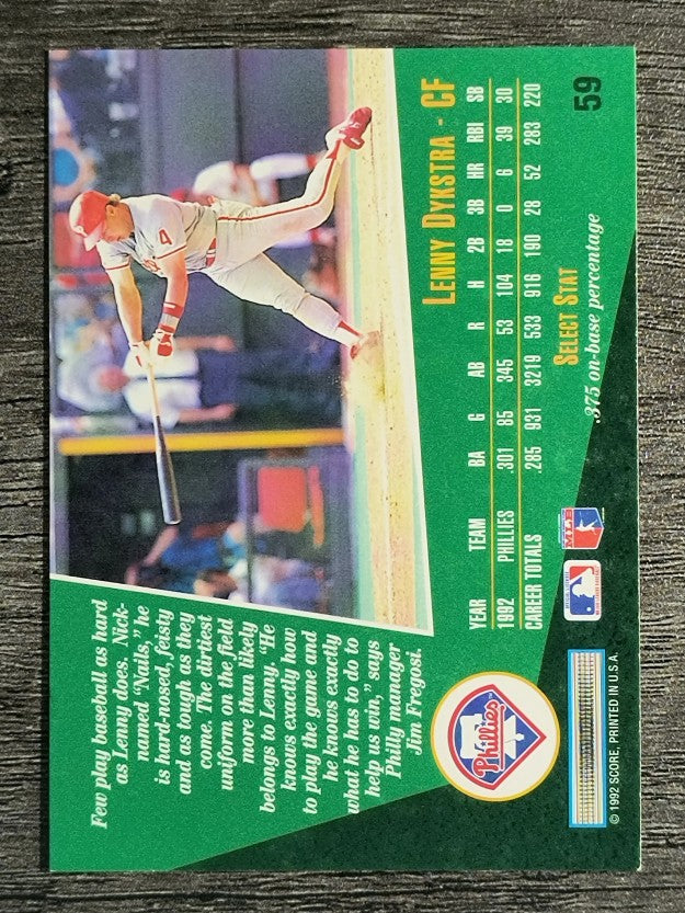 1993 Select #59 Lenny Dykstra