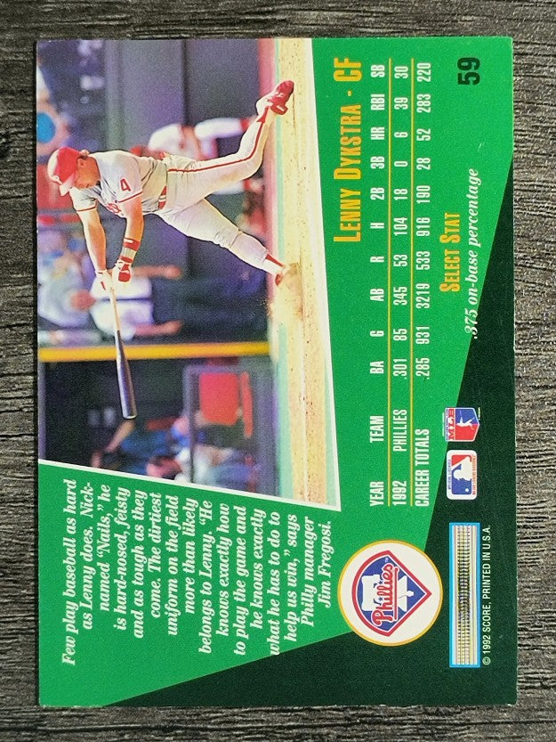1993 Select #59 Lenny Dykstra