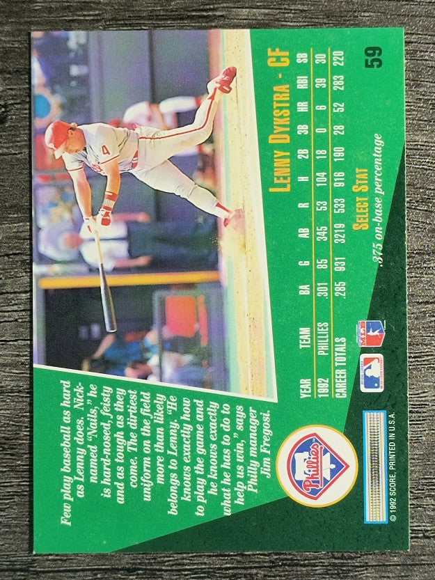 1993 Select #59 Lenny Dykstra