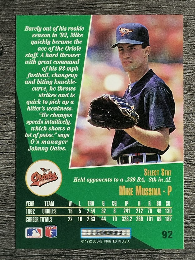 1993 Select #92 Mike Mussina
