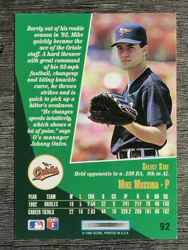 1993 Select #92 Mike Mussina