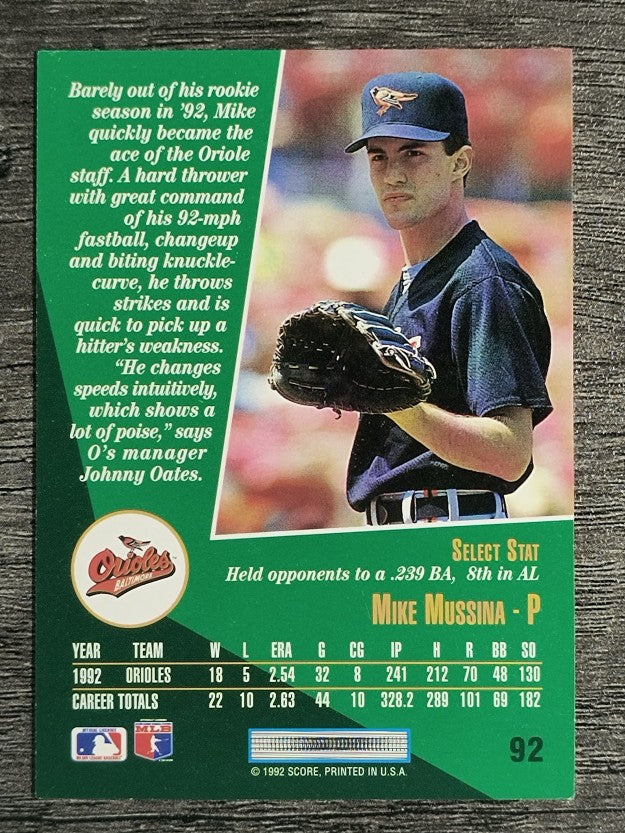 1993 Select #92 Mike Mussina