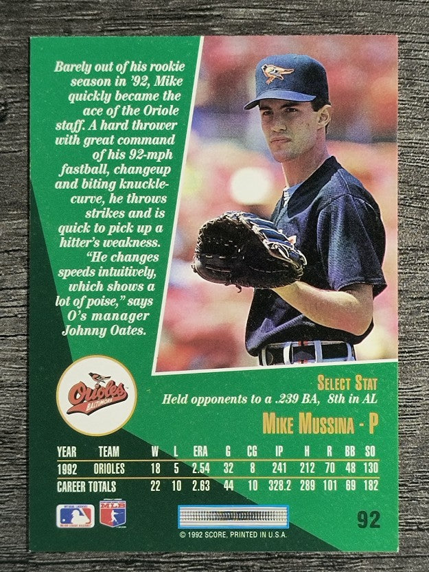 1993 Select #92 Mike Mussina
