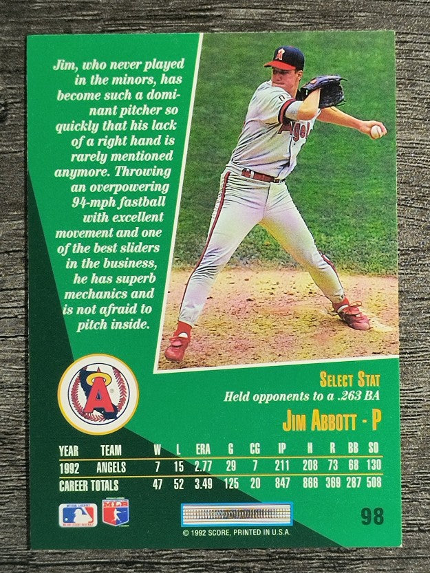 1993 Select #98 Jim Abbott