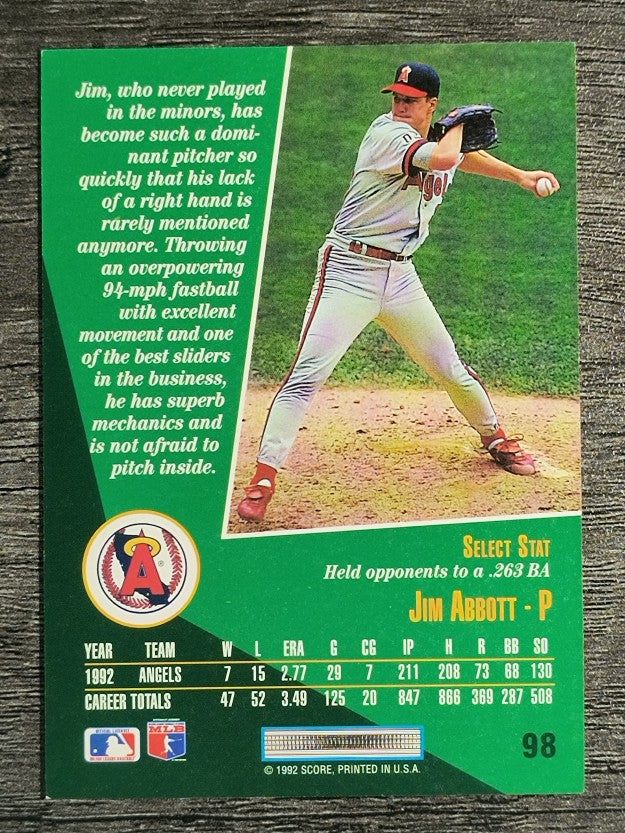1993 Select #98 Jim Abbott