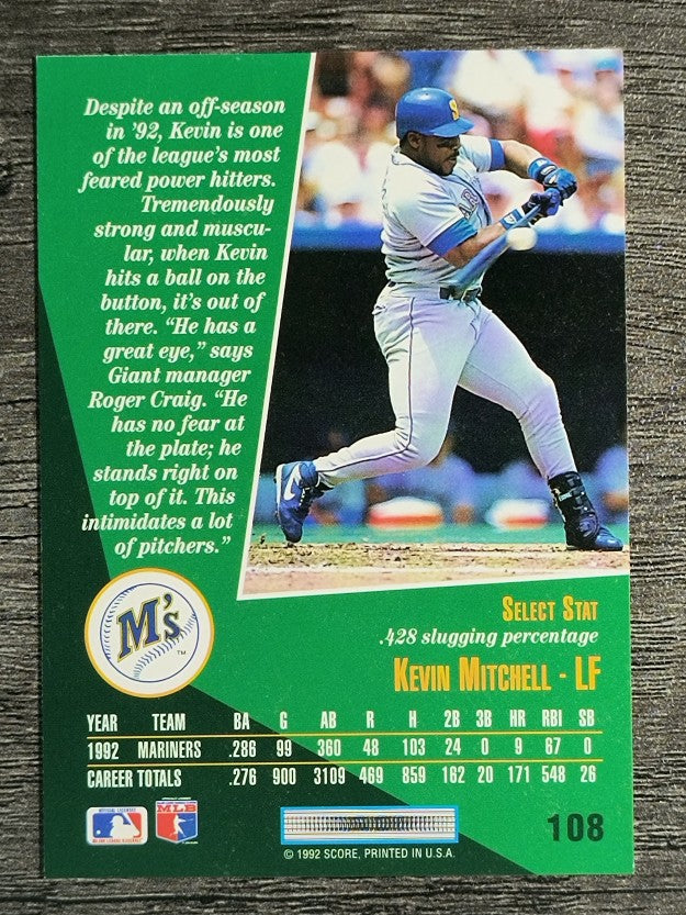1993 Select #108 Kevin Mitchell