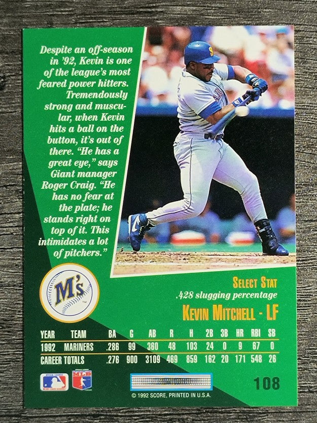 1993 Select #108 Kevin Mitchell