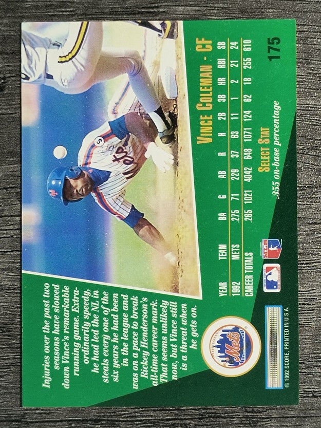 1993 Select #175 Vince Coleman