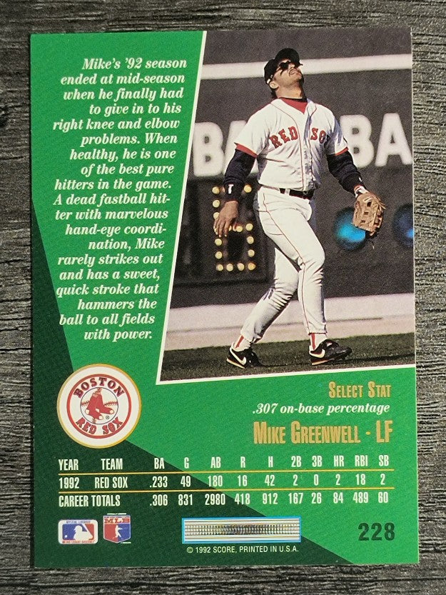 1993 Select #228 Mike Greenwell