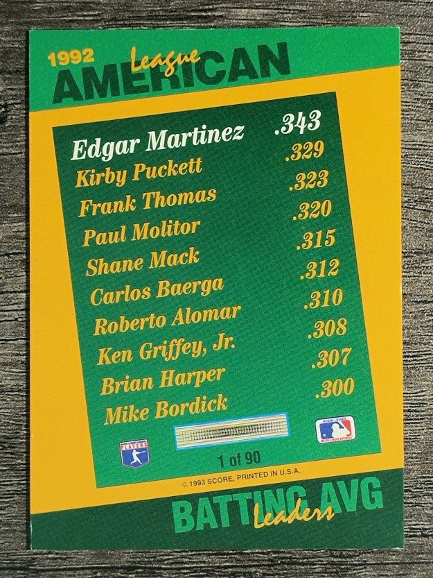 1993 Select Stat Leaders #1 Edgar Martinez