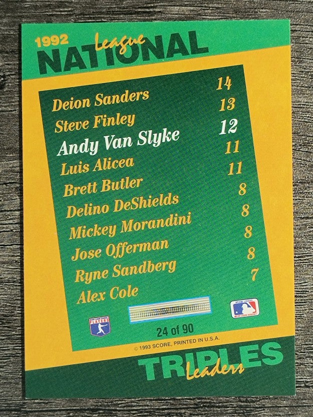 1993 Select Stat Leaders #24 Andy Van Slyke