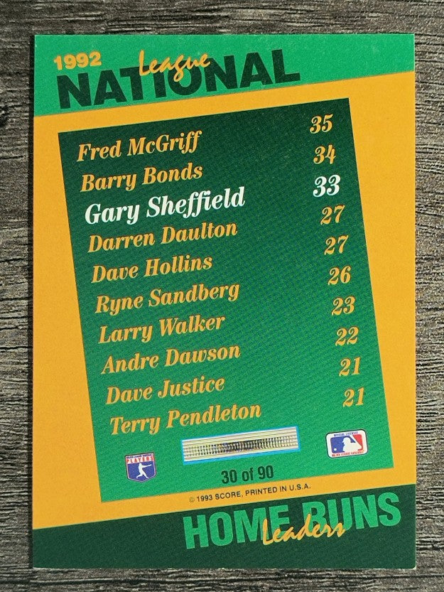 1993 Select Stat Leaders #30 Gary Sheffield