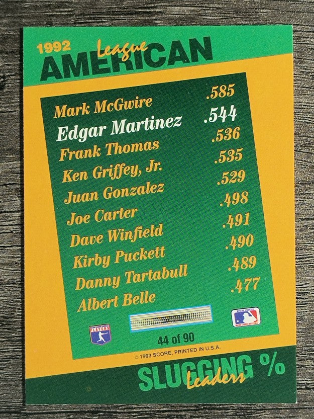 1993 Select Stat Leaders #44 Edgar Martinez