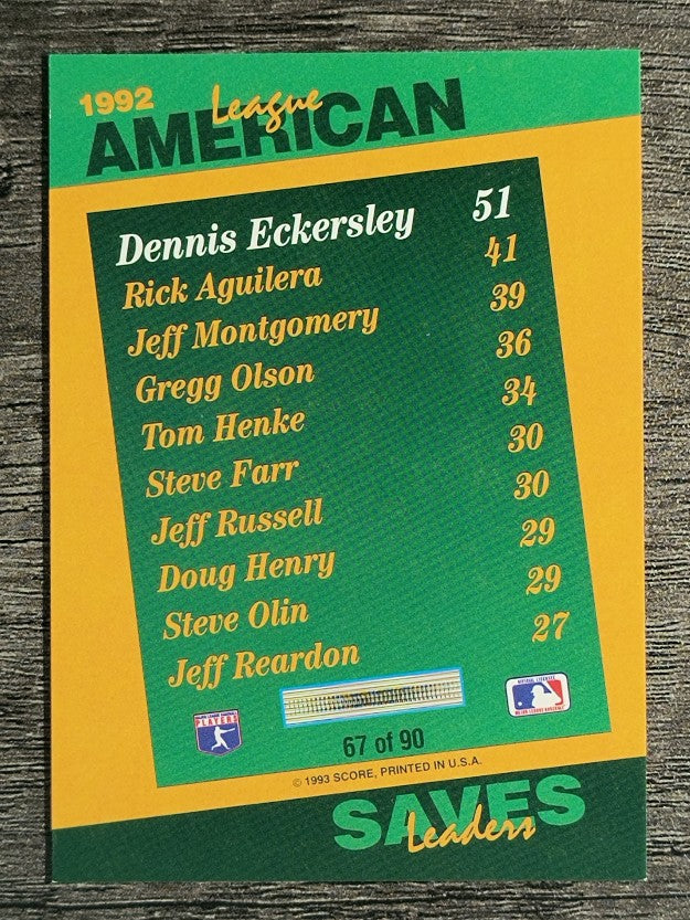 1993 Select Stat Leaders #67 Dennis Eckersley