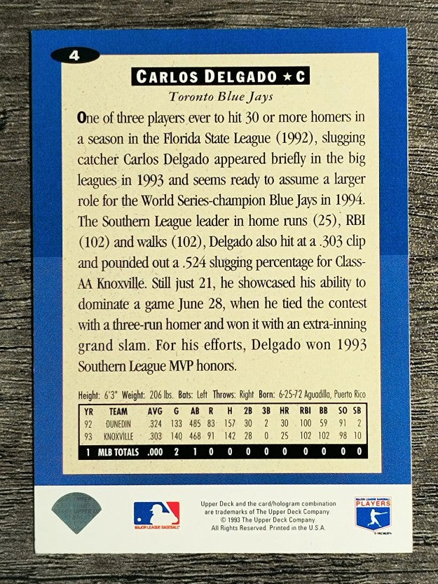1994 Collector's Choice #4 Carlos Delgado