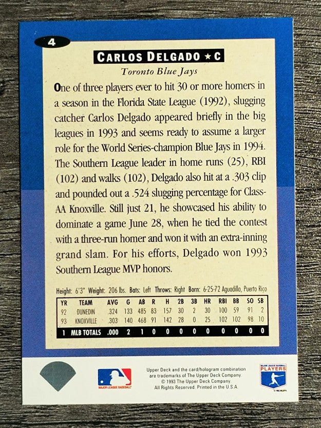 1994 Collector's Choice #4 Carlos Delgado