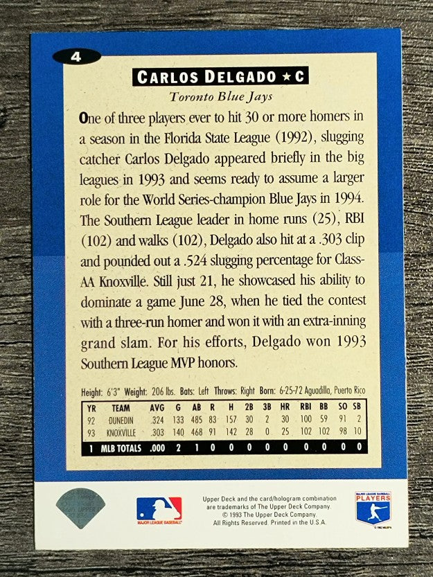 1994 Collector's Choice #4 Carlos Delgado