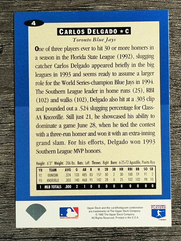 1994 Collector's Choice #4 Carlos Delgado