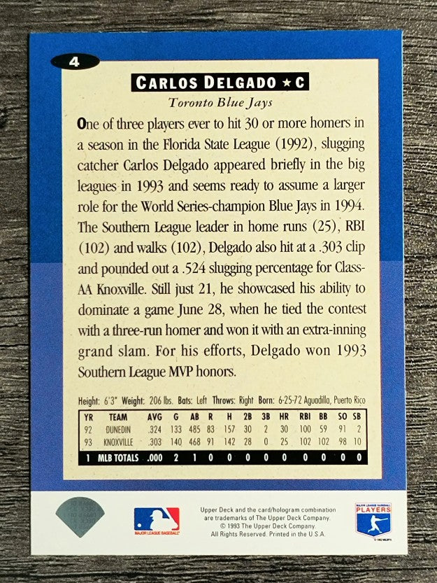 1994 Collector's Choice #4 Carlos Delgado