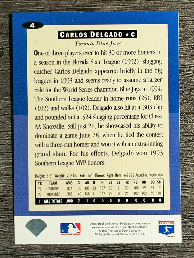 1994 Collector's Choice #4 Carlos Delgado