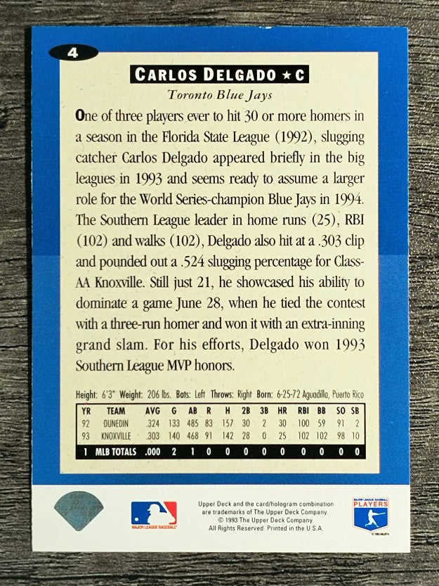 1994 Collector's Choice #4 Carlos Delgado