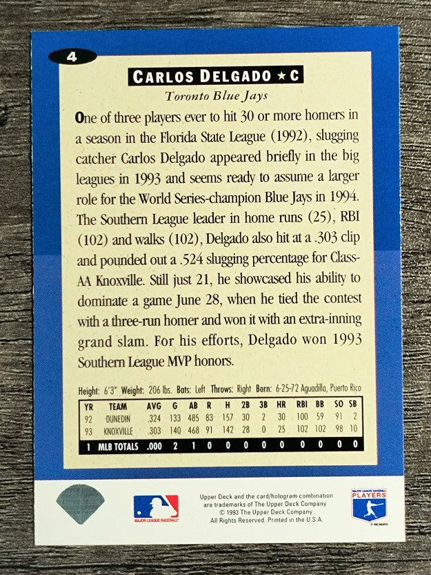 1994 Collector's Choice #4 Carlos Delgado