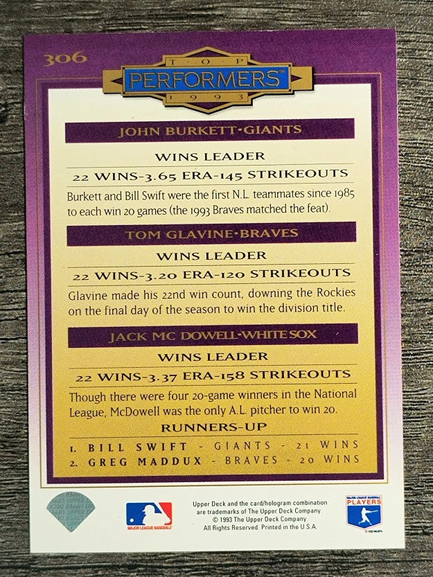 1994 Collector's Choice #306 Jack McDowell/John Burkett/Tom Glavine TP