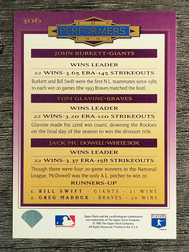 1994 Collector's Choice #306 Jack McDowell/John Burkett/Tom Glavine TP