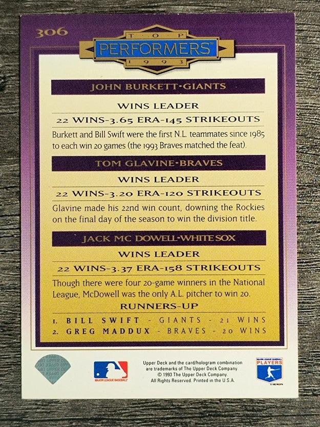 1994 Collector's Choice #306 Jack McDowell/John Burkett/Tom Glavine TP