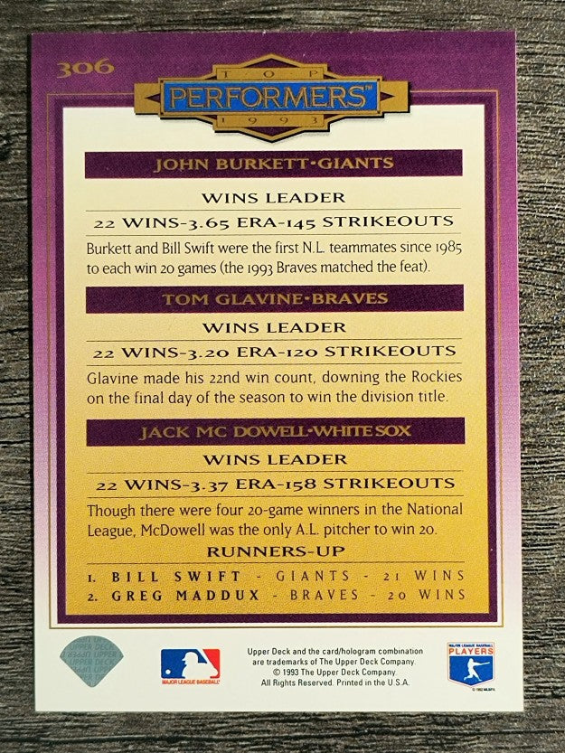 1994 Collector's Choice #306 Jack McDowell/John Burkett/Tom Glavine TP