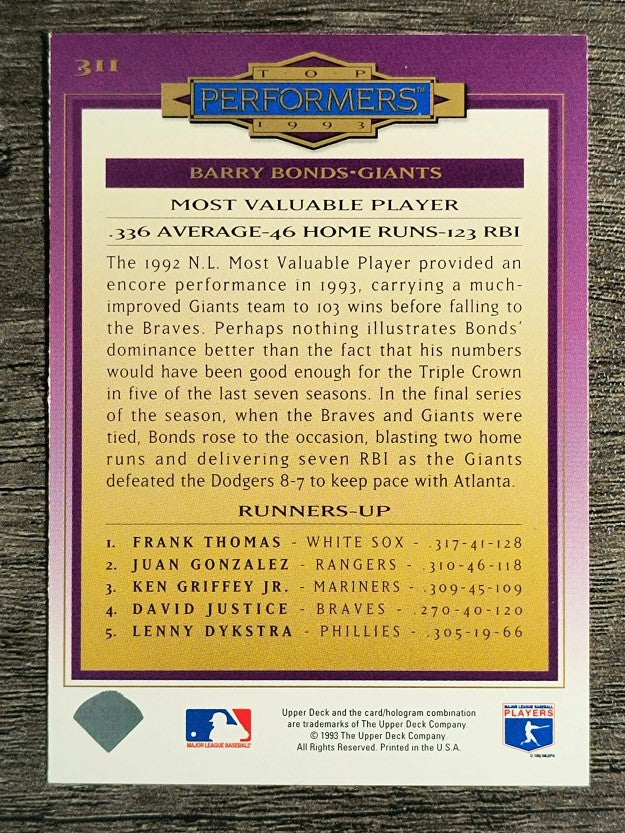 1994 Collector's Choice #311 Barry Bonds TP