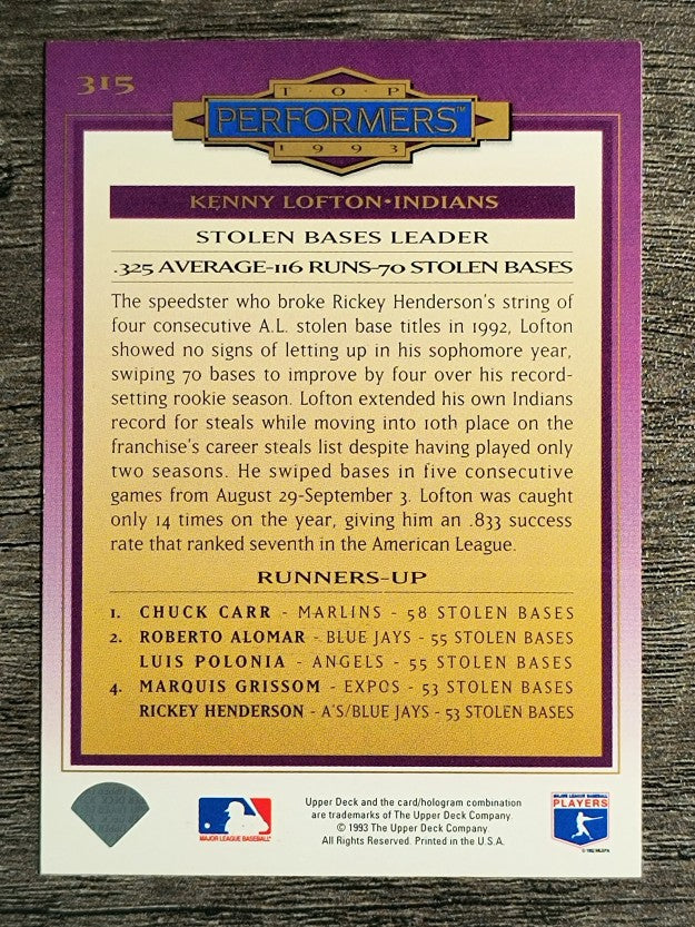 1994 Collector's Choice #315 Kenny Lofton TP