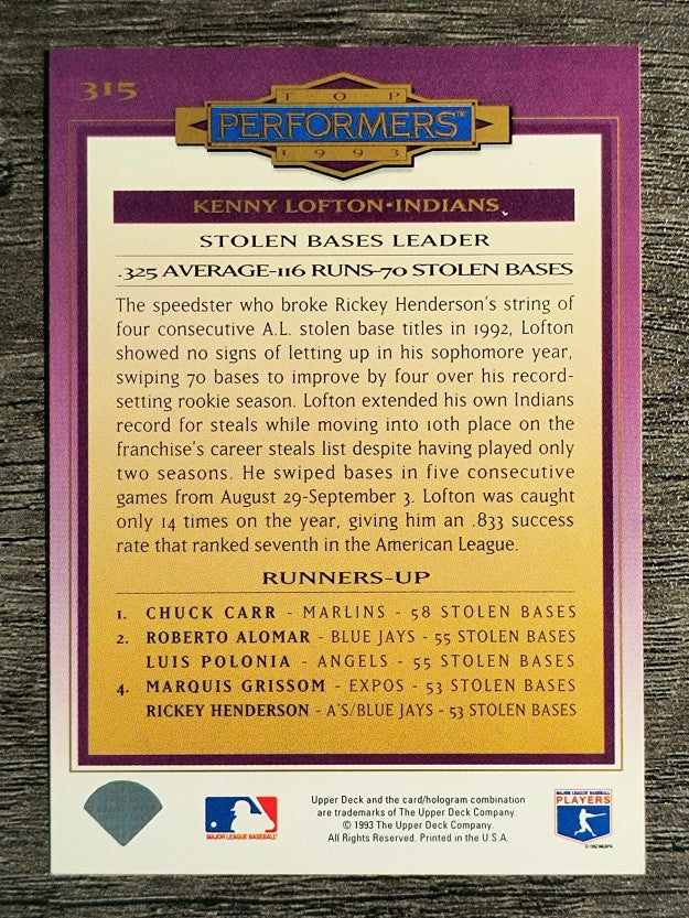 1994 Collector's Choice #315 Kenny Lofton TP